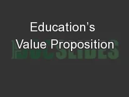 Education’s Value Proposition