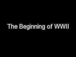 The Beginning of WWII