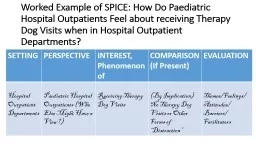 Worked Example of SPICE: How Do Paediatric Hospital Outpati