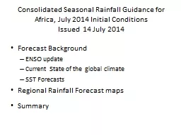 Consolidated Seasonal Rainfall Guidance for Africa, July 20