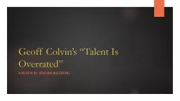 Geoff Colvin’s “Talent