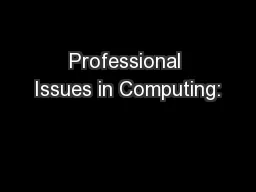 Professional Issues in Computing: