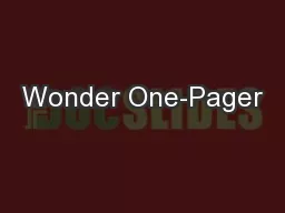Wonder One-Pager