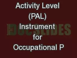The Pool Activity Level (PAL) Instrument for Occupational P