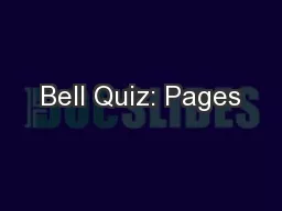 Bell Quiz: Pages