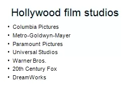 Hollywood film studios