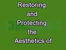 Restoring and Protecting the Aesthetics of