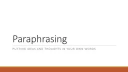 What is Paraphrasing?