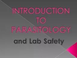 INTRODUCTION TO PARASITOLOGY