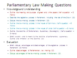 Parliamentary Law Making Questions