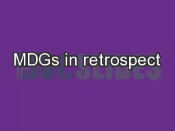 MDGs in retrospect