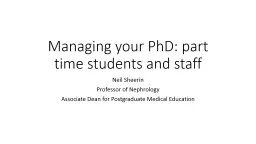 Managing your PhD: part time students and staff