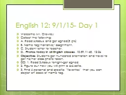English 12: 9/1/15- Day 1