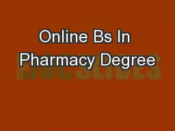 Online Bs In Pharmacy Degree