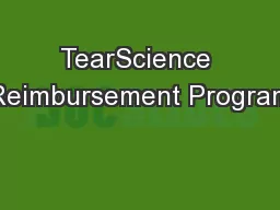 TearScience Reimbursement Program