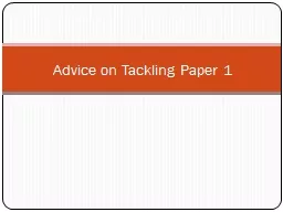 Advice on Tackling Paper 1