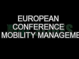 EUROPEAN CONFERENCE ON MOBILITY MANAGEMENT