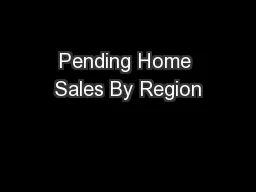 Pending Home Sales By Region