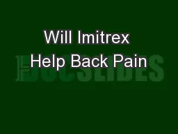 Will Imitrex Help Back Pain