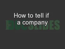 How to tell if a company