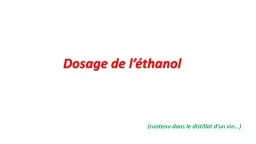 Dosage de l’éthanol