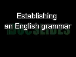 Establishing an English grammar