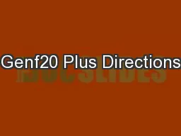 Genf20 Plus Directions
