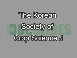 The Korean Society of Crop Science J