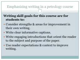 Emphasizing writing in a petrology course