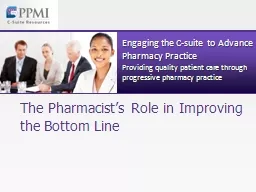 The Pharmacist’s Role in Improving the Bottom Line