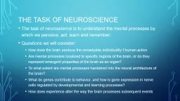 The Task of Neuroscience