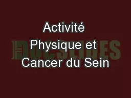Activité Physique et Cancer du Sein