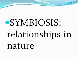 SYMBIOSIS: relationships in nature