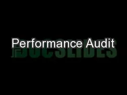 Performance Audit