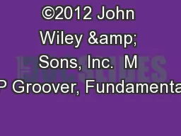 ©2012 John Wiley & Sons, Inc.  M P Groover, Fundamenta