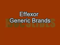 Effexor Generic Brands