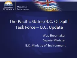 The Pacific States/B.C. Oil Spill Task Force – B.C. Updat