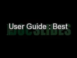 User Guide : Best