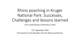Rhino poaching in Kruger National Park: Successes, Challeng