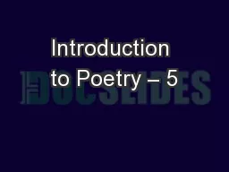 Introduction to Poetry – 5