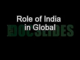 Role of India in Global