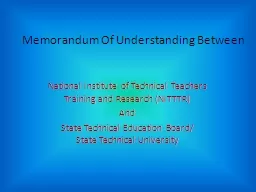 Memorandum Of Understanding Between
