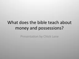 What does the bible teach about money and possessions?