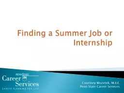 Finding a Summer Job or Internship