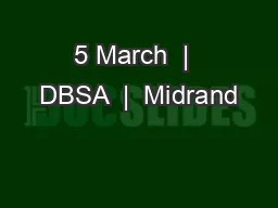 5 March  |  DBSA  |  Midrand