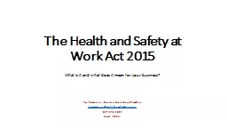 The Health and Safety at Work Act 2015