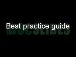 Best practice guide