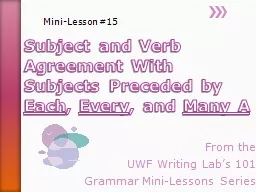 Subject and Verb Agreement With Subjects Preceded by