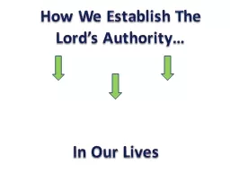 How We Establish The Lord’s Authority…