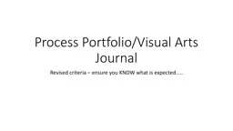 Process Portfolio/Visual Arts Journal